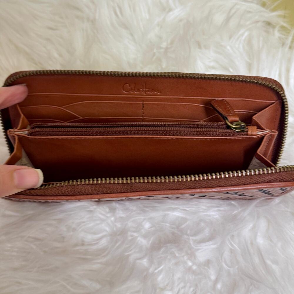 Cole Haan Genevieve Weave Wallet Organizer Card Holder Travel Woven Copper Brown - Picture 7 of 14